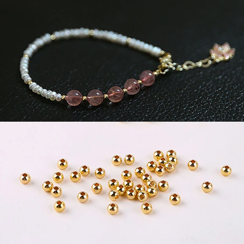 Цвет сохраняющий медь Позолота 18K посылка золотые маленькие круглые бусины меди