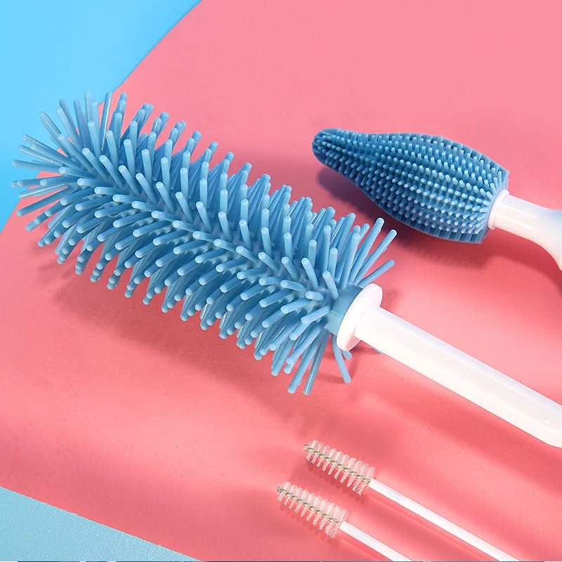 

Newly Silicone 360 Degree Pacifier Cleaning Brush Set Portable for Home Travel Bottle FIF66