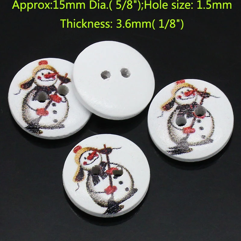 100 шт рождественские Снеговики печать деревянные круглые кнопки для шитья