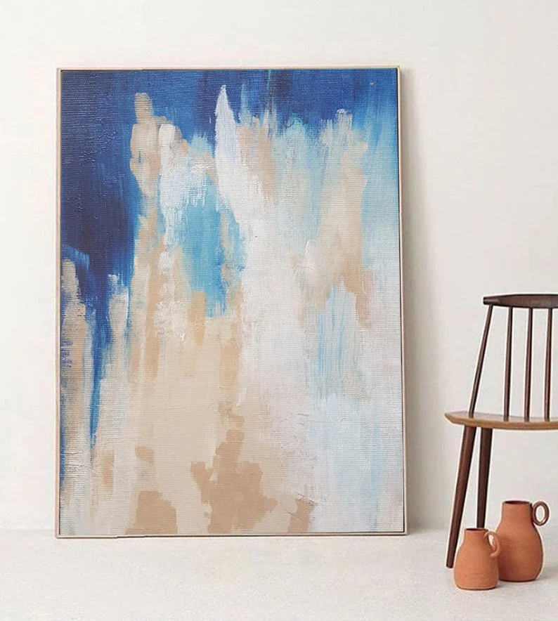 Kopen Handgemaakte Olieverfschilderij Art Inspirational Muur Art Schilderijen Op Canvas Blauwe Schilderij Sky Schilderen Home Decor Abstract