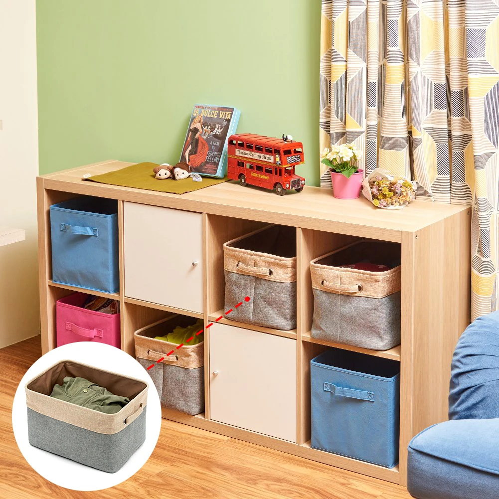 Большая складная корзина из хлопка и льна с ручками для семьи используется