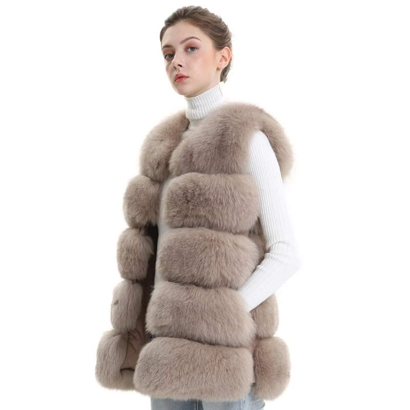 

Natural Real Fur Vest Women Genuine Fox Fur Gilet