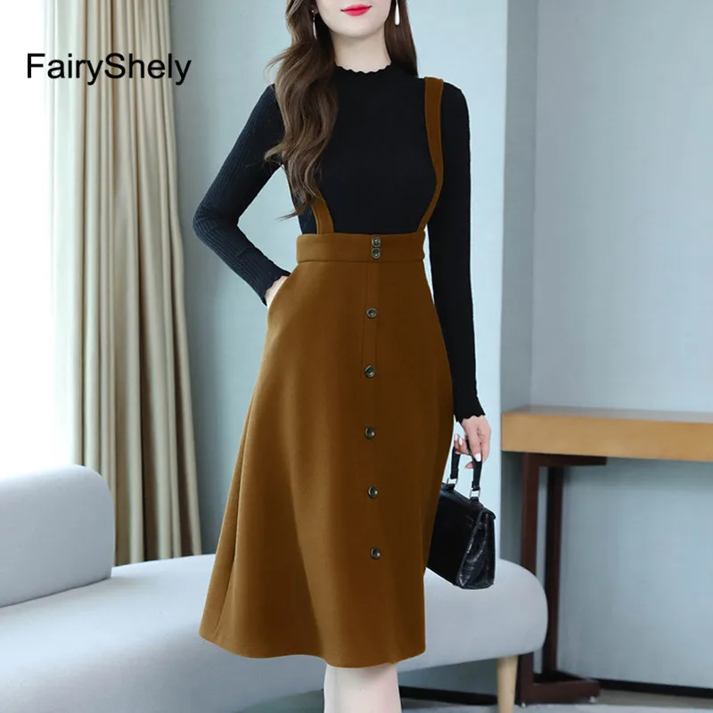 Женское платье свитер FariyShely осенне зимний шерстяной пуловер в стиле ретро с