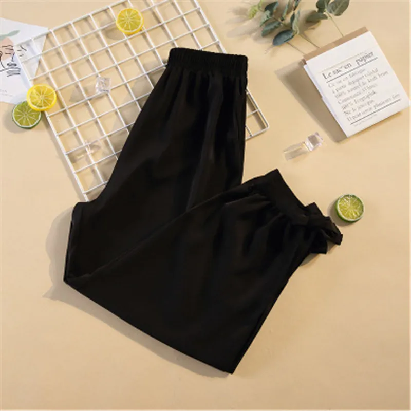 Женские однотонные штаны 2020 летние женские с эластичной резинкой на талии
