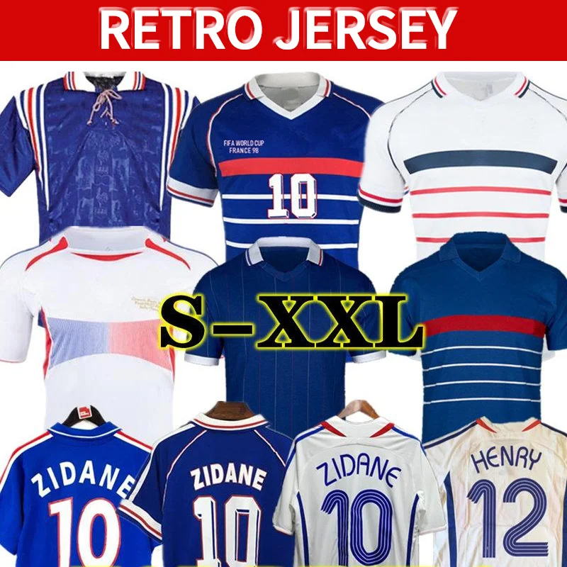 

1998 Retro version FRANCE shirts 96 98 02 04 06 ZIDANE HENRY adult men shirt 2000 Home Trezeguet