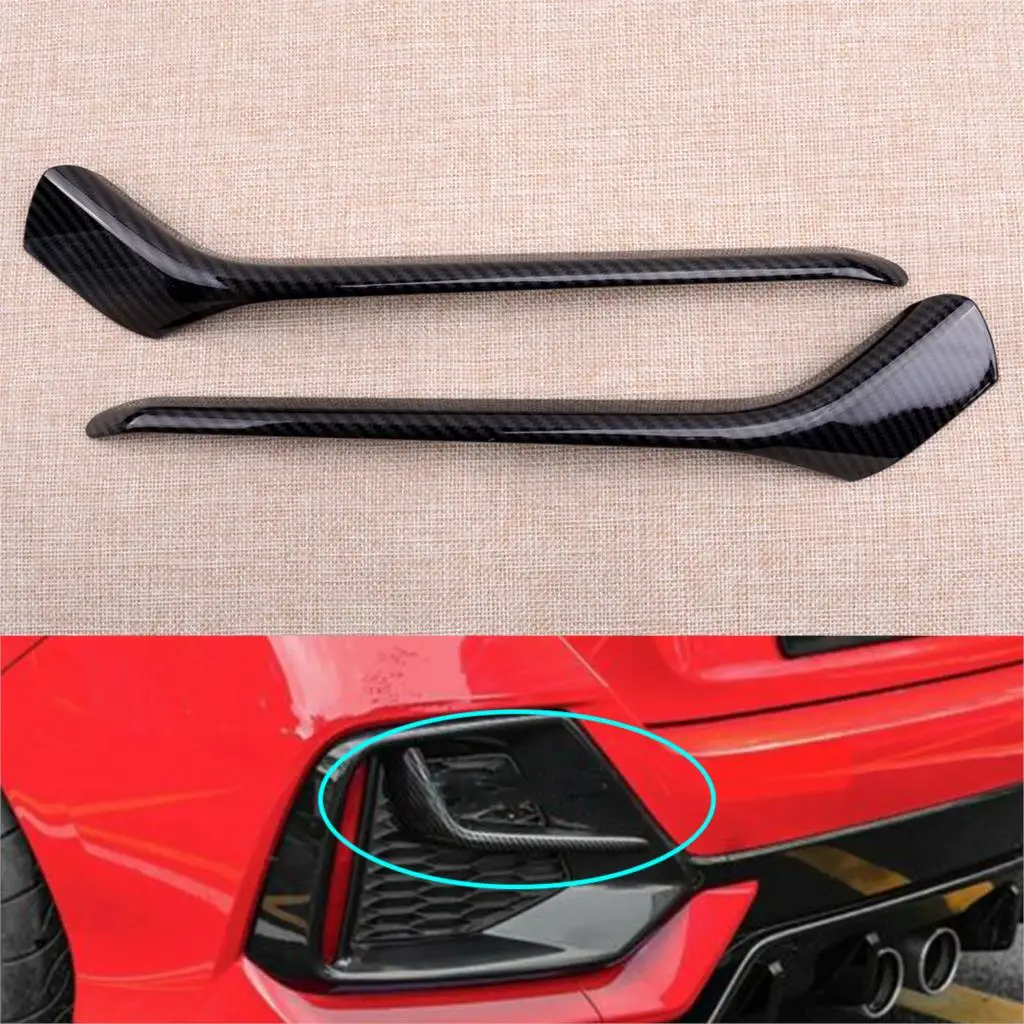 

1 Pair Car Black Front Bumper Trims Fog Light Eyebrow Eyelid Covers Carbon Fiber Style Fit For Honda Civic Hatchback 2020 2021