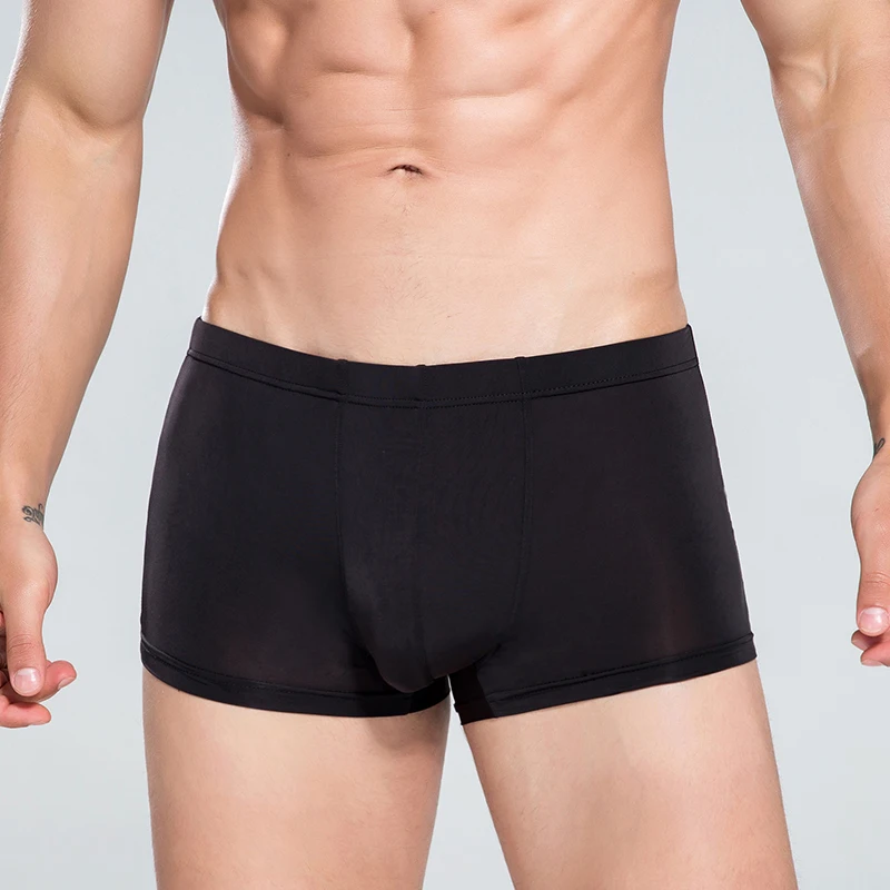 Сексуальное мужское нижнее белье боксеры шорты из ледяного шелка u-образные