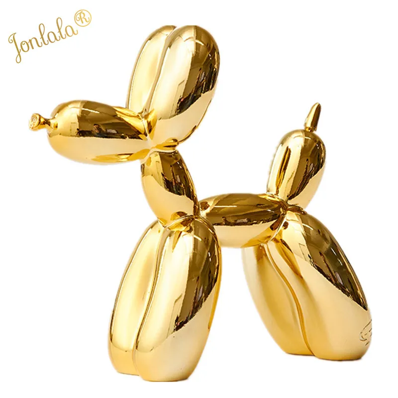 

Gold Metallic Plating Balloon Dog Statue Dog Ornaments Resin Office Living Room Home Soft Decorations Creative Simulation Craft