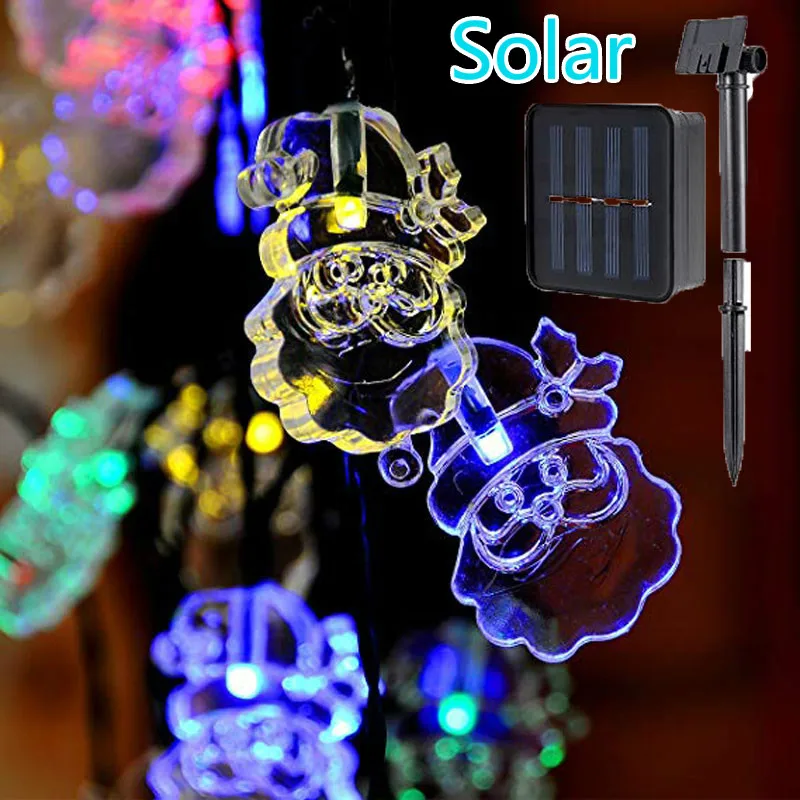 20 светодиодный солнечный Санта Клаус струнные огни водонепроницаемый садовый