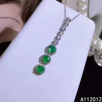 kjjeaxcmy fine jewelry 925 sterling silver natural emerald girl new trendy pearl pendant necklace support test chinese style