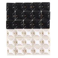100pcs black white self adhesive stick on mounts for cable ties routing looms wire cable base clamps clip