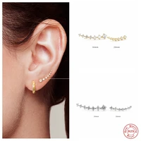 aide 925 sterling silver dainty cubic zirconia earring climber long line shape ear crawlers stud earrings women party jewelry
