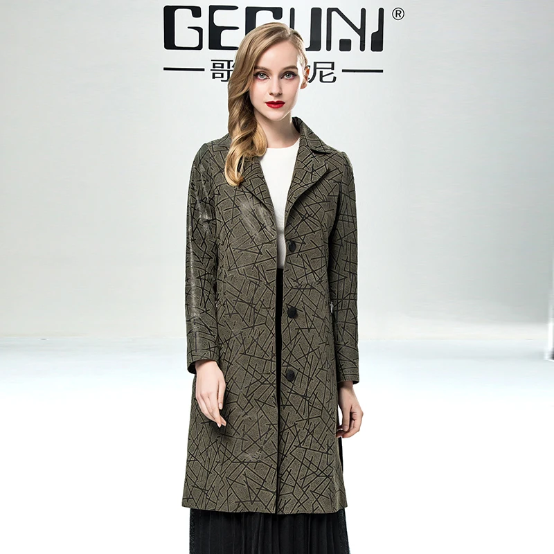 Женский Длинный тренчкот из натуральной овечьей кожи