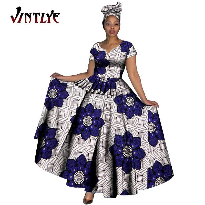 Модная женская одежда африканские платья с принтом Анкары v-образный вырез