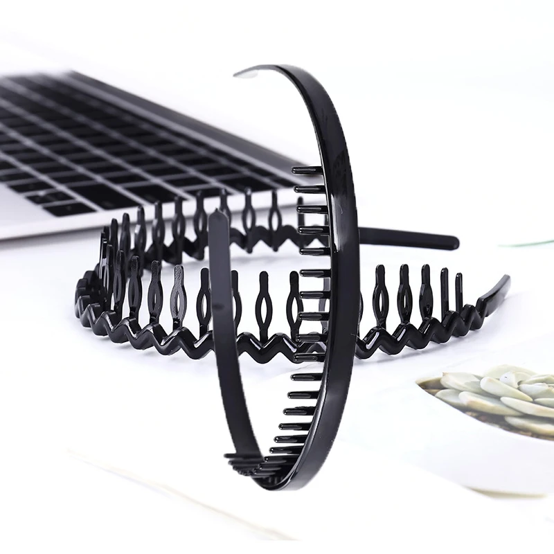

2 pieces of free shipping new non-slip fashion headband simple and versatile unisex black hair buckle with tooth buckle hair F17