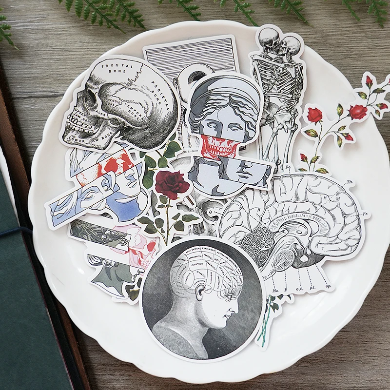 

16pcs Love and death gimmick vintage Stickers Crafts Scrapbooking stickers book Student label Decorative sticker DIY Stationery