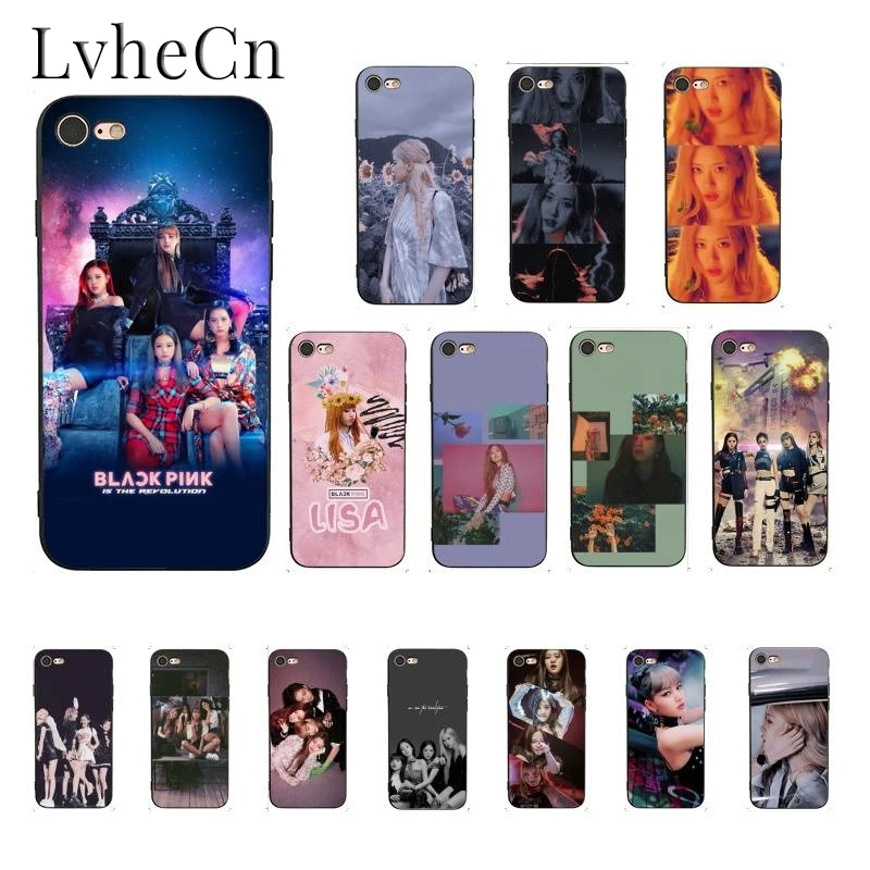LvheCn черный розовый k pop Чехол мягкий чехол для телефона iPhone 8 7 6 6S Plus X XS MAX 5 5S SE XR мобильных телефонов| |