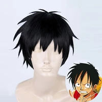 monkey d luffy black short cosplay wig heat resistant synthetic hair cosplay wigs wig cap