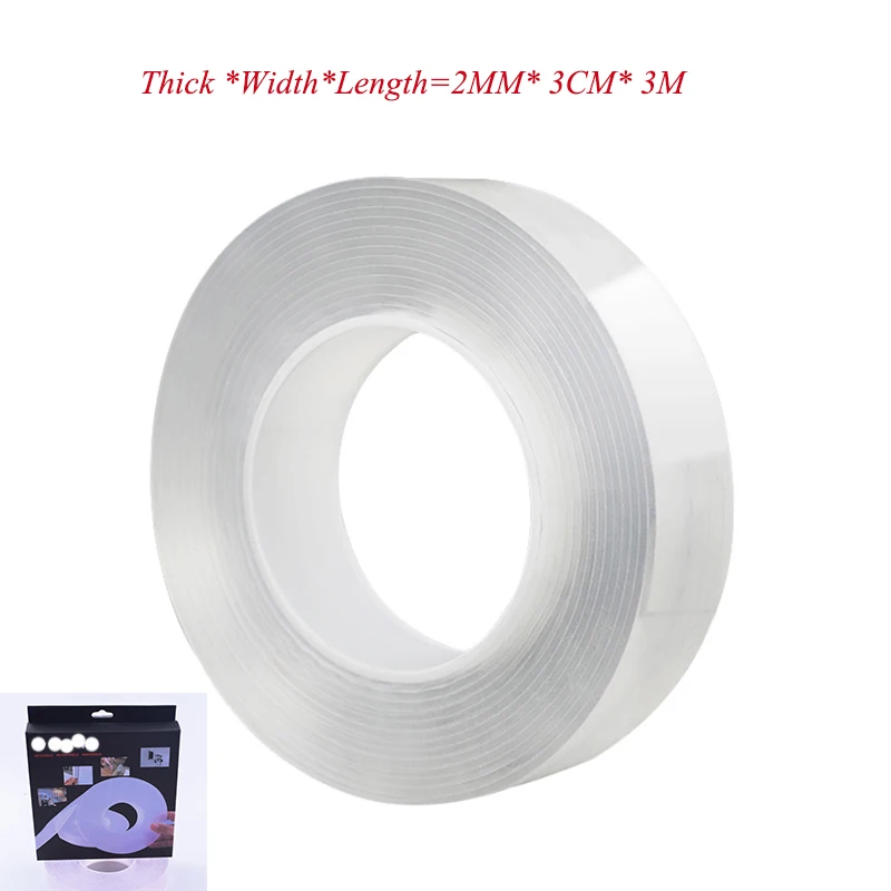 2MMx3cmx3M Многофункциональная Двухсторонняя клейкая нано-лента бесследная моющаяся многоразовая клейкая лента внутренняя наружная Съемная наклейка домашний инструмент - Цвет: 2MMx3cmx3M