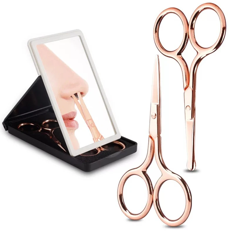 2 шт. ножницы для бровей из нержавеющей стали триммер ресницы носа портативный