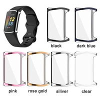 full screen protector case for fitbit charge 5 smartwatch protective cover all around tpu plated bumper shell accessories