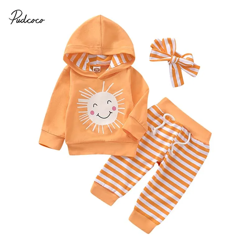 Коллекция 2019 года весенне осенняя одежда для малышей Топ с капюшоном и принтом