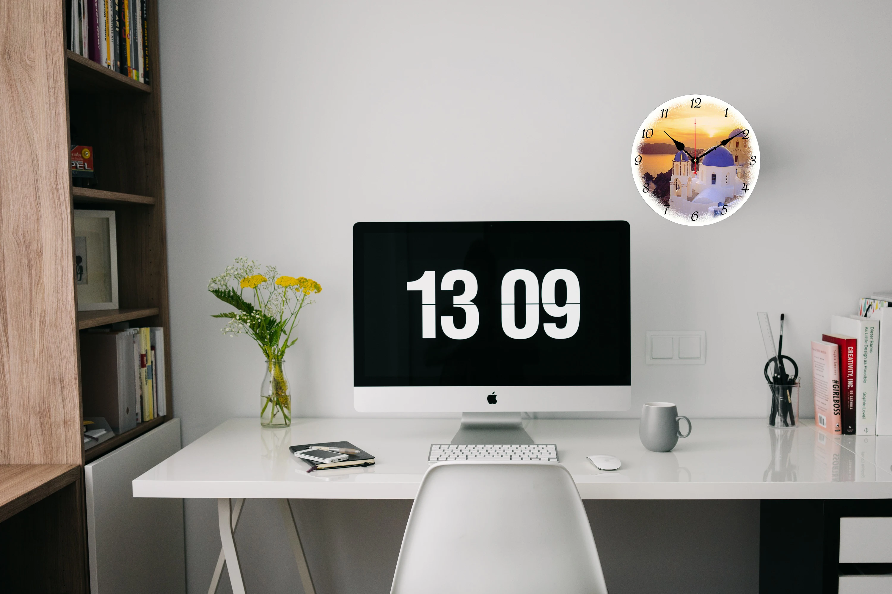 

10" Wooden Round Wall Clock Silent Vintage Design Greece Print Chic Large Decorative Roman Numerals Home Indoor Office Decor