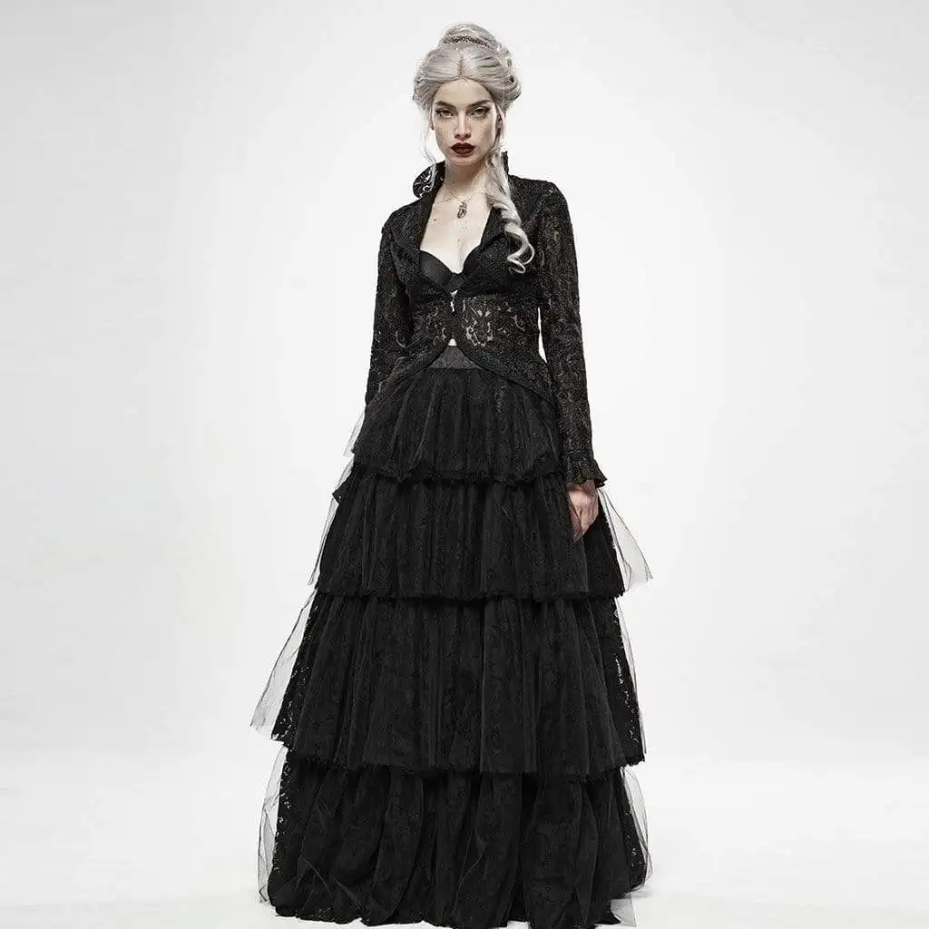 Панк Rave женские готические тонкие облегающие кружевные куртки с длинными