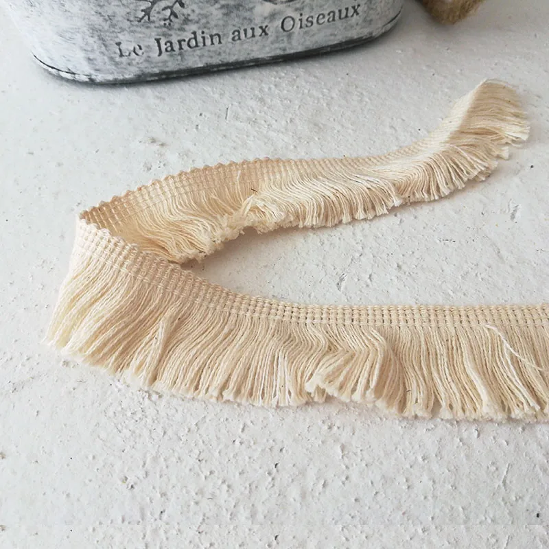 1 м бежевое высококачественное хлопковое кружевное платье с бахромой ручной