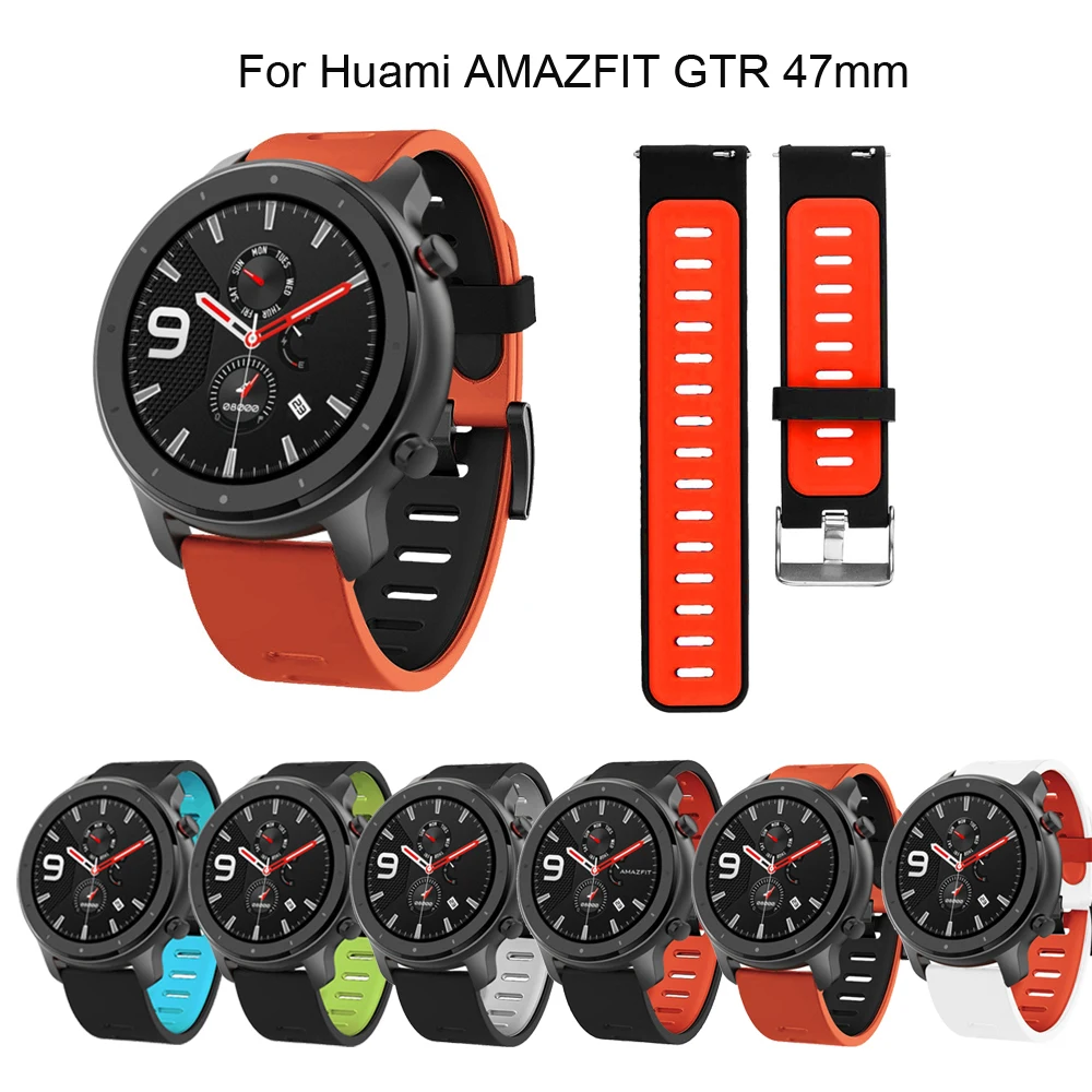 Силиконовый браслет для Xiaomi Huami Amazfit ремешок stratos pace gtr 47 мм Huawei Watch GT2 на