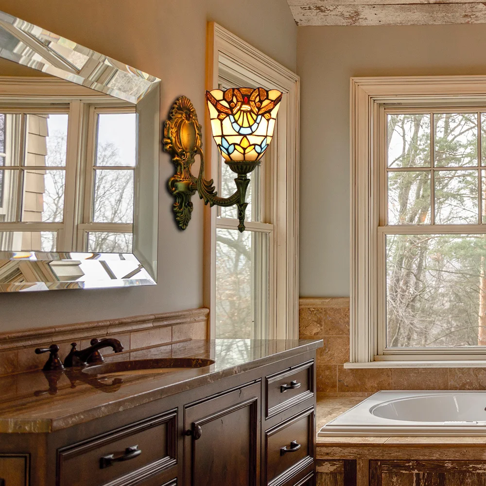 Artpad Европейская ретро витражная бабочка настенные светильники для спальни