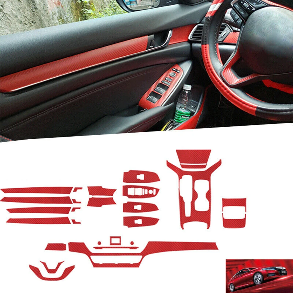 

Red Carbon Fiber Interior Panel Sticker for Honda Accord 2018 19 20 Car Accessories
