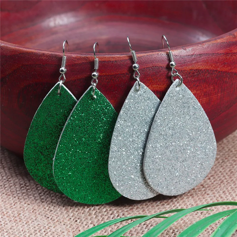 Модные Рождественские Длинные серьги из искусственной кожи рождественские