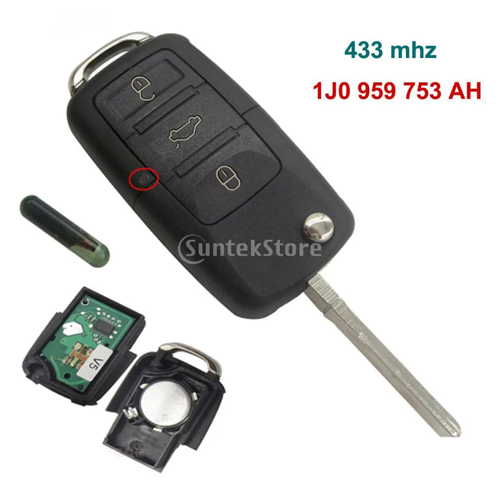 Автомобильный Дистанционный ключ с чипом ID48 1J0959753AH для VW PASSAT 02 05|Пульты ДУ| |