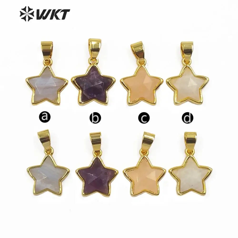 Оптовая подвеска из натурального камня в форме звезды с золотыми шармами для женщин.