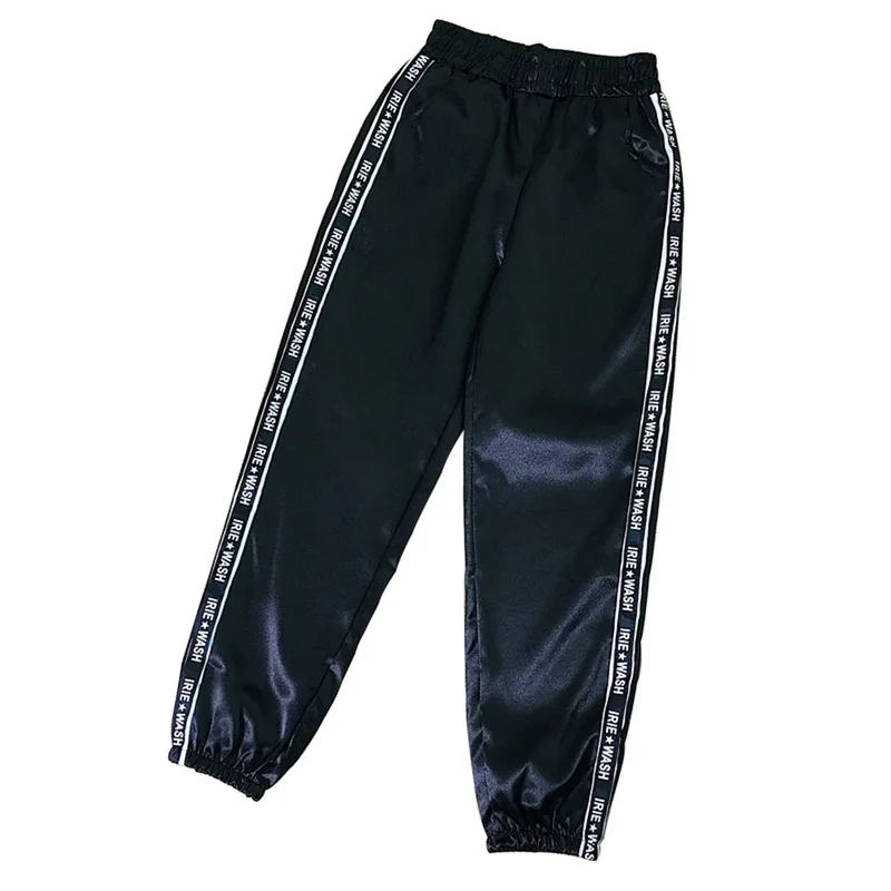 black style 1 Женские штаны, летние штаны, женские блестящие спортивные штаны для бега, сатиновые Модные свободные штаны Harajuku - Цвет: black style 1