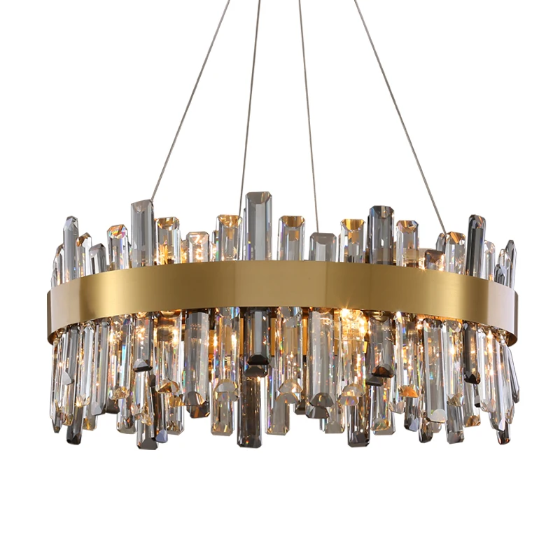 

Postmodern LED Chandeliers Luxury Round Living Room Crystal Suspension Luminaire Bedroom Dining Room Stainless Steel Hanglamp