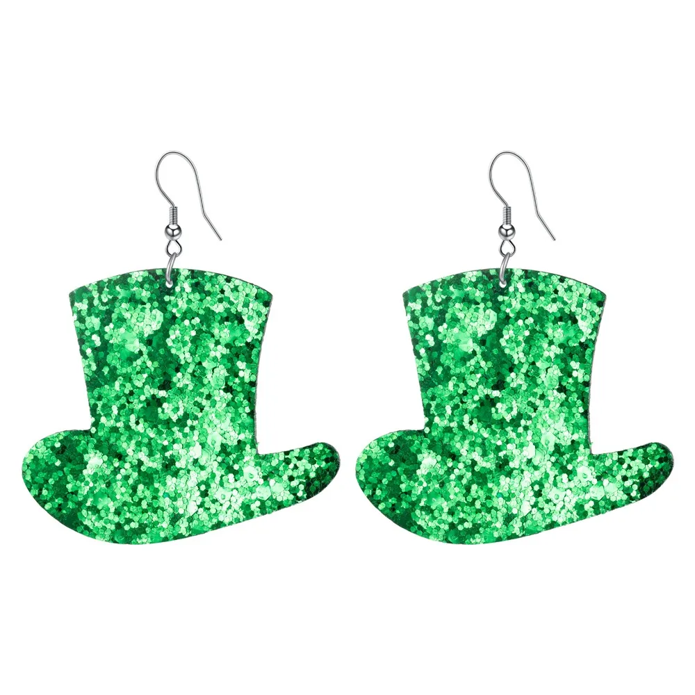 Серьги в виде клевера зеленые серьги на день Патрика женские кожаные счастливая