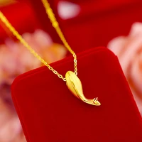 korean fashion 14k gold jewelry little fish dolphin necklace choker for womens wedding engegement clavicle pendant jewelry gift