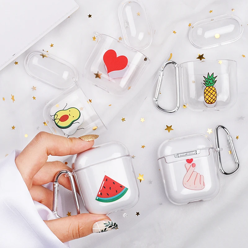 Милый мультяшный Прозрачный чехол для наушников Apple AirPods тонкий жесткий ПК