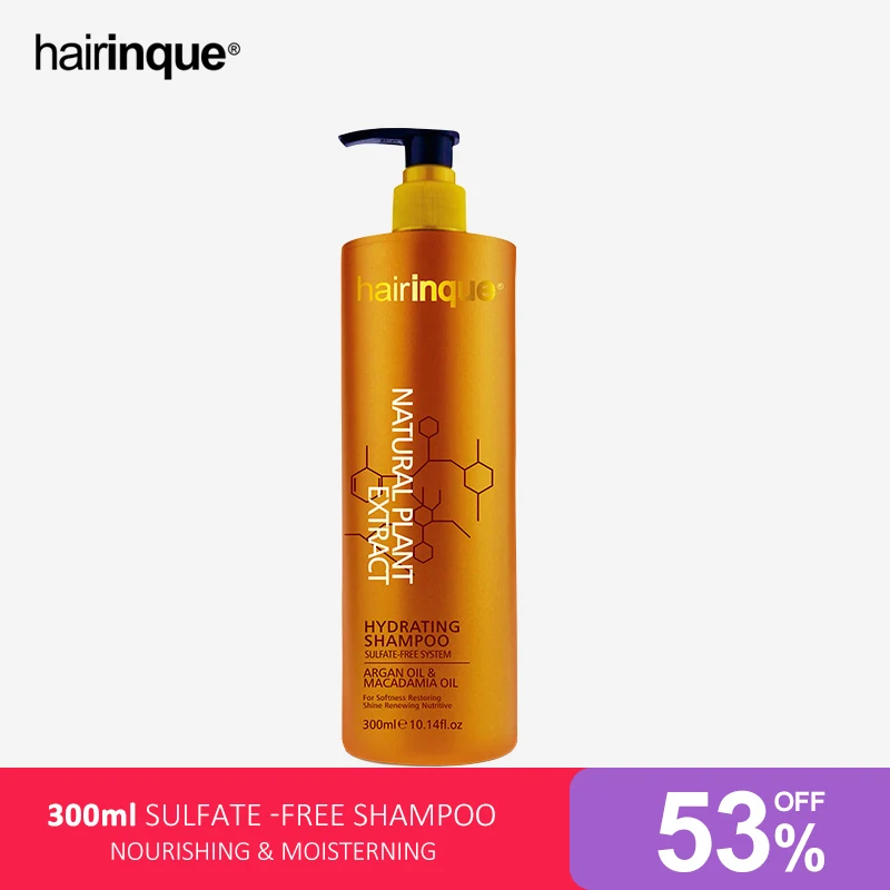 

Увлажняющий шампунь для волос HAIRINQUE без сульфата, 300 мл, включая аргановое масло и масло орехов макадамии, питание и увлажнение волос