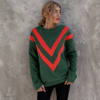 green stripped sweater patchwork striped sweater green long sleeved round women winter neck knitted pullover tops streetwear