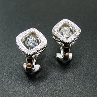 hot selling 925 sterling silver dancing diamond dancing cz womens stud earrings for engagement party birthday gift