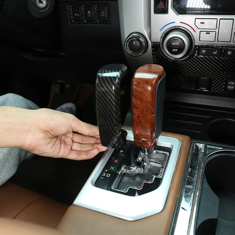 For Toyota Tundra/Sequoia 2007-2021 ABS Carbon Fiber Car Interior Gear Shift Knob Head Cover Decoration Sticker Car Accessories