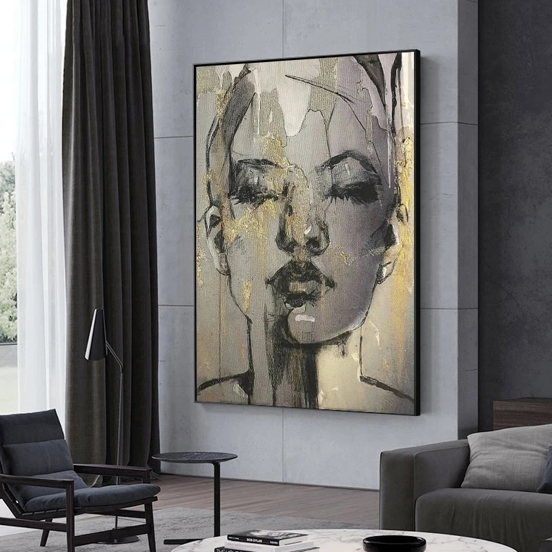 

Women Face Black Golden Wall Art Canvas Wall Posters Home Decoration Vintage Poster Aesthetic Home Decor Canvas Painting Picture