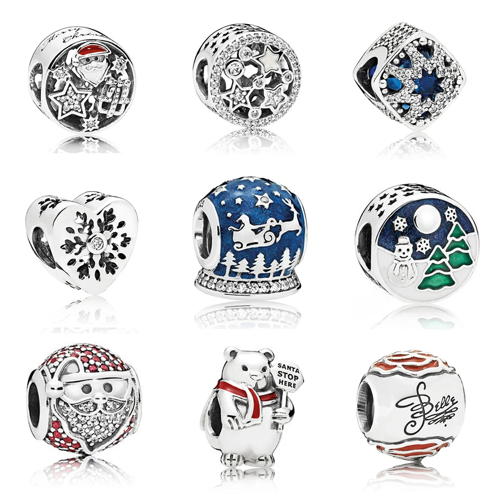 

CHAMSS новые зимние модные шармы PD Серебро 925 оригинальные снежинки Рождество старики сердце Сделай Сам бисерные украшения для женщин