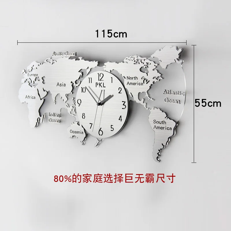 

Modern 3D Silent Wall Clock Living Room Creative Luxury World Map Watch wall clock Home Decor Gift