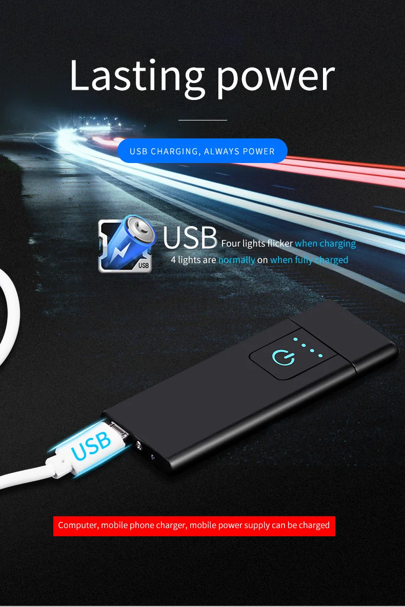 Электронная usb зажигалка, портативная мини сигарета, зарядка зажигалки, ультра тонкие аксессуары для электрических сигарет W/Подарочная коробка