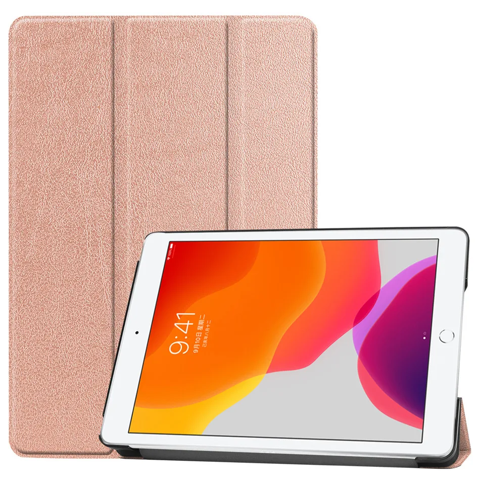 Шампанское Для iPad 10,2 чехол для Apple iPad 7-го поколения A2200 A2198 A2232 смарт-чехол магнитный складной Стенд оболочка+ пленка+ ручка - Цвет: Шампанское