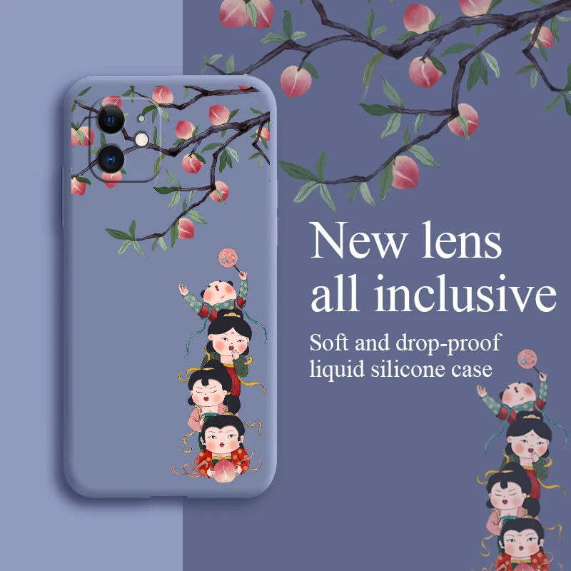 

Royal Peach Case For iPhone 12 Pro Max 11 X XS XR XSMAX SE2020 8 8Plus 7 7Plus 6 6S Plus Liquid Silicone Cover